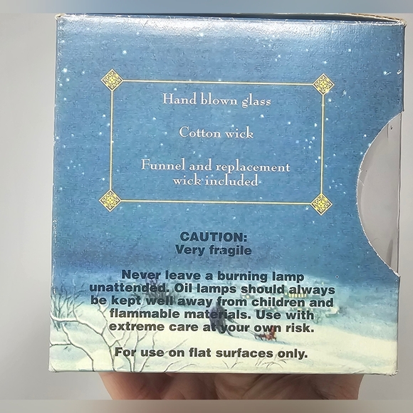 Vintage Traditions Hand Blown Glass Oil Lamp Clear White Pearl Iridescent NIB - Picture 2 of 16